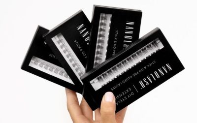 grappes de cils avec de la colle transparente nanolash