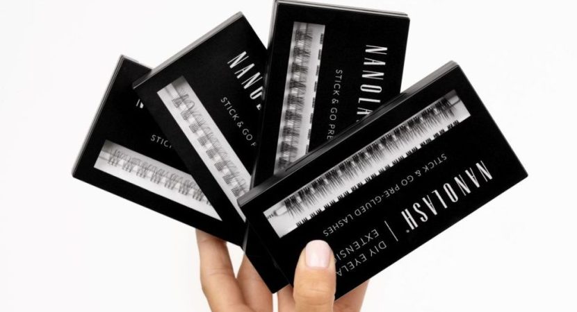 grappes de cils avec de la colle transparente nanolash